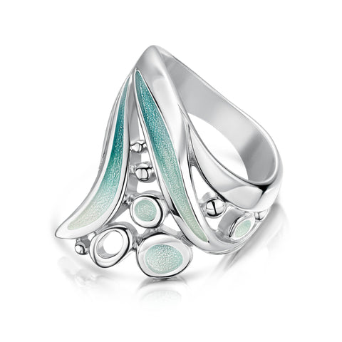 Arctic Stream Large Ring in Surf Enamel by Sheila Fleet Jewellery