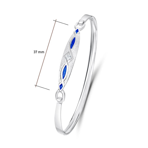 Sweetheart CZ Hinged Bangle in Electric Enamel by Sheila Fleet Jewellery