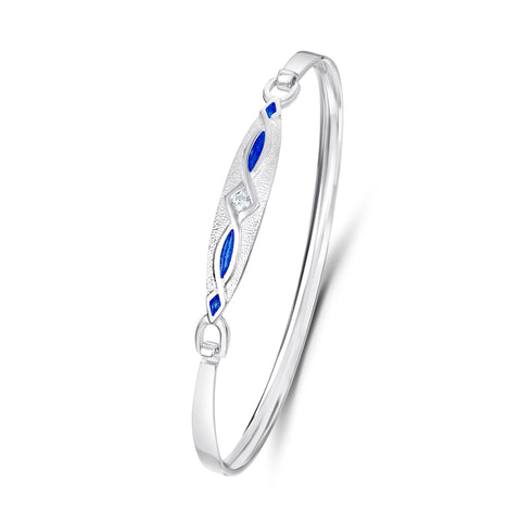 Sweetheart CZ Hinged Bangle in Electric Enamel by Sheila Fleet Jewellery