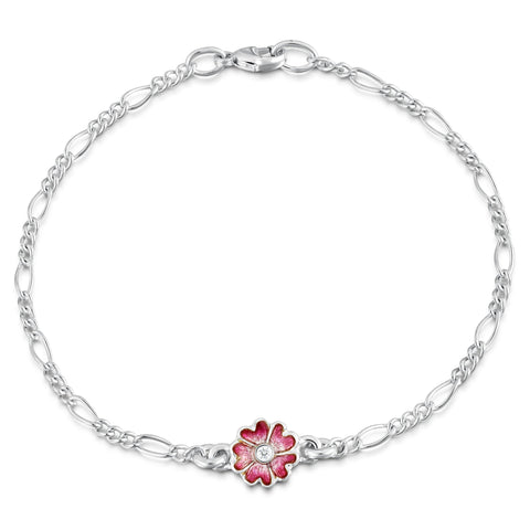 Primula Scotica Cubic Zirconia Bracelet in Hot Pink Enamel by Sheila Fleet Jewellery
