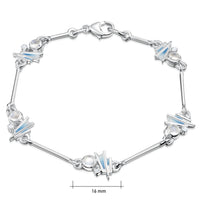 Moonlight 5-link Enamel Bracelet in Sterling Silver with Moonstone & CZ by Sheila Fleet Jewellery