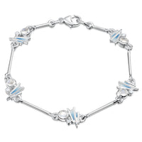 Moonlight 5-link Enamel Bracelet in Sterling Silver with Moonstone & CZ by Sheila Fleet Jewellery