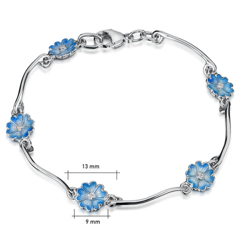 Primula Scotica 5-flower Cubic Zirconia Bracelet in Forget-Me-Not Blue