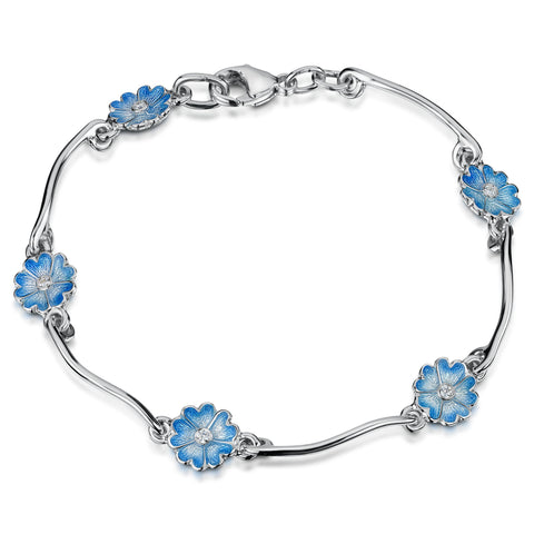 Primula Scotica 5-flower Cubic Zirconia Bracelet in Forget-Me-Not Blue by Sheila Fleet Jewellery