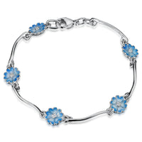 Primula Scotica 5-flower Cubic Zirconia Bracelet in Forget-Me-Not Blue by Sheila Fleet Jewellery