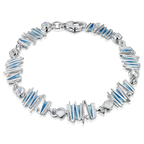 Moonlight 7-link Enamel Bracelet with Moonstone & CZ by Sheila Fleet Jewellery