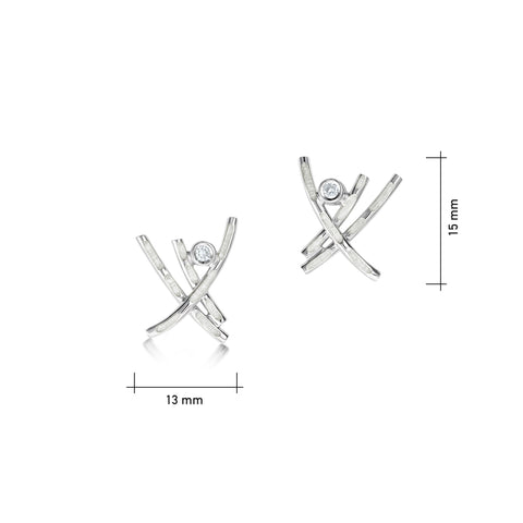 Morning Dew Enamel Small Stud Earrings with Cubic Zirconia by Sheila Fleet Jewellery