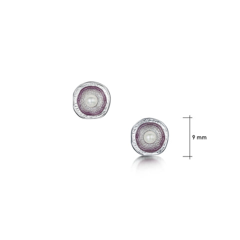 Lunar Pearl Petite Stud Earrings in Champagne Enamel