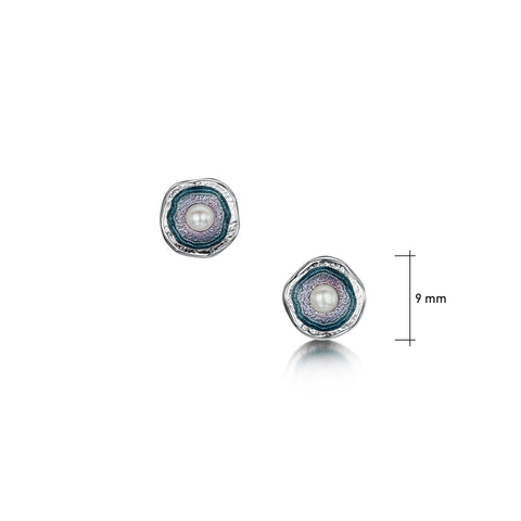 Lunar Pearl Petite Stud Earrings in Mill Sands Enamel by Sheila Fleet Jewellery