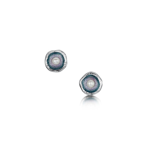Lunar Pearl Petite Stud Earrings in Mill Sands Enamel by Sheila Fleet Jewellery