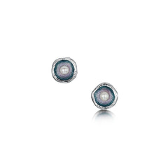 Lunar Pearl Petite Stud Earrings in Mill Sands Enamel by Sheila Fleet Jewellery