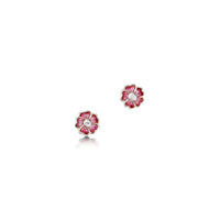 Primula Scotica Petite CZ Stud Earrings in Hot Pink Enamel by Sheila Fleet Jewellery