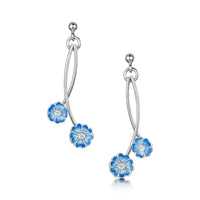 Primula Scotica Petite 2-flower CZ Drop Earrings in Forget-Me-Not Blue by Sheila Fleet Jewellery
