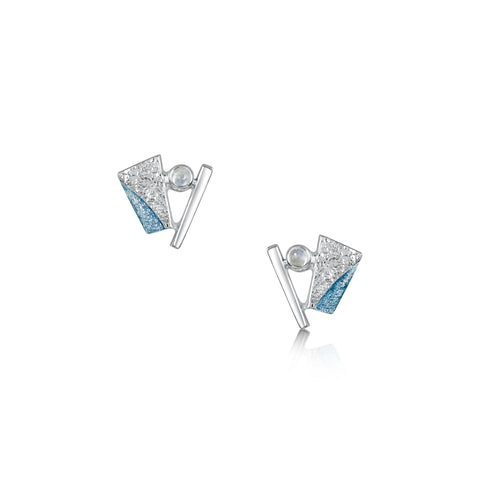 Standing Stones Petite Enamel Stud Earrings with Moonstone by Sheila Fleet Jewellery