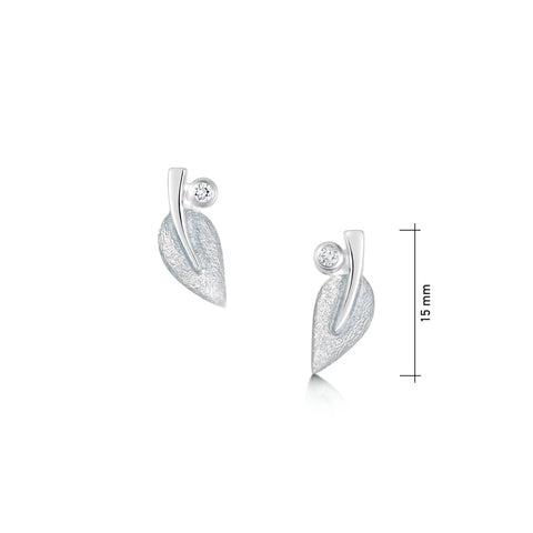 Rowan Small Stud Earrings in Frost Enamel with Cubic Zirconia
