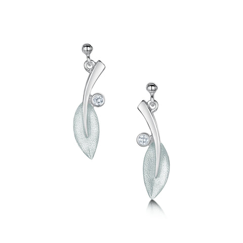 Rowan Drop Earrings in Frost Enamel with Cubic Zirconia