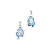Rock Pool Small Enamel Drop Earrings with Moonstone by Sheila Fleet Jewellery