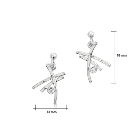 Morning Dew Enamel Small Drop Earrings with Cubic Zirconia by Sheila Fleet Jewellery