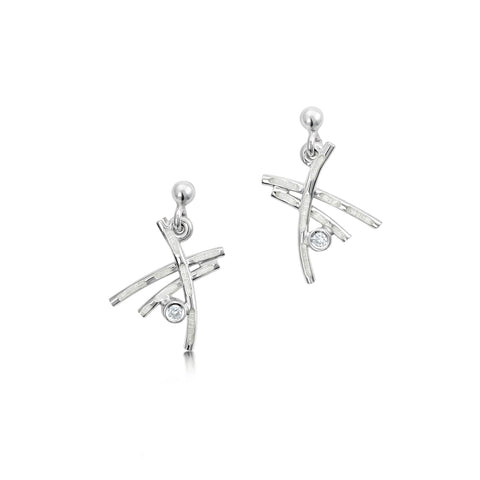 Morning Dew Enamel Small Drop Earrings with Cubic Zirconia by Sheila Fleet Jewellery