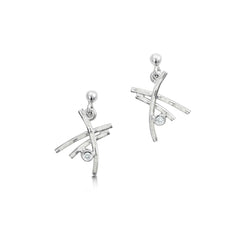 Morning Dew Enamel Small Drop Earrings with Cubic Zirconia by Sheila Fleet Jewellery