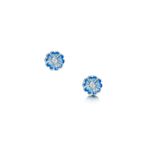 Primula Scotica Small CZ Stud Earrings in Forget-Me-Not Blue by Sheila Fleet Jewellery