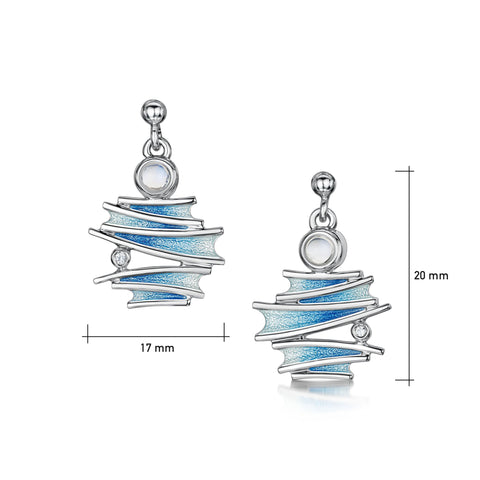 Moonlight Enamel Drop Earrings with Moonstone & CZ by Sheila Fleet Jewellery