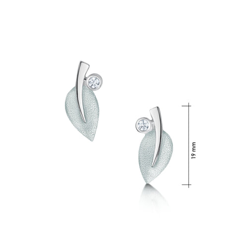 Rowan Stud Earrings in Frost Enamel with Cubic Zirconia