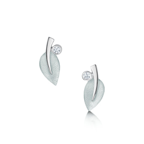 Rowan Stud Earrings in Frost Enamel with Cubic Zirconia