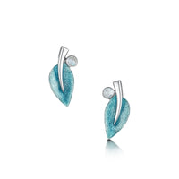 Rowan Stud Earrings in Sage Enamel with Moonstone