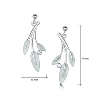 Rowan Three-Leaf Drop Earrings in Frost Enamel with Cubic Zirconia