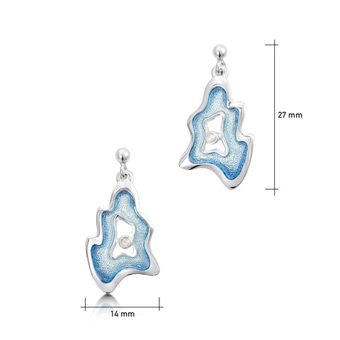 Rock Pool Enamel Moonstone Drop Earrings in Sterling Silver by Sheila Fleet Jewellery