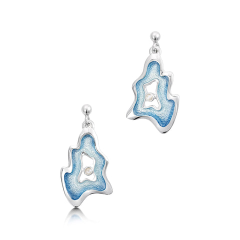 Rock Pool Enamel Moonstone Drop Earrings in Sterling Silver by Sheila Fleet Jewellery