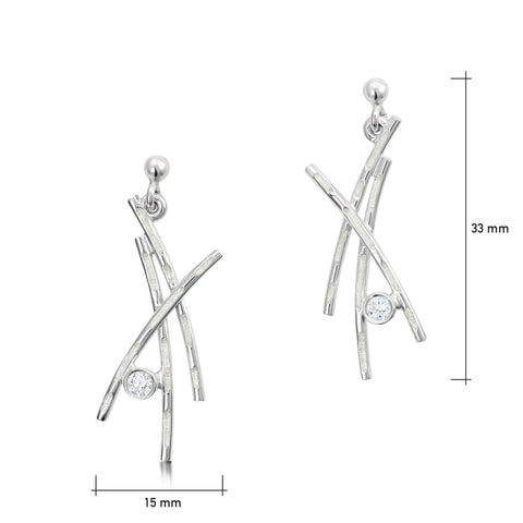 Morning Dew Enamel Drop Earrings with Cubic Zirconia by Sheila Fleet Jewellery