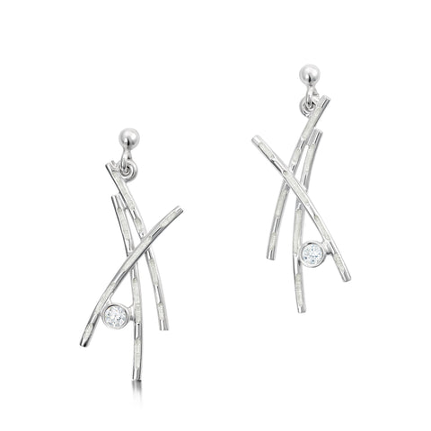 Morning Dew Enamel Drop Earrings with Cubic Zirconia by Sheila Fleet Jewellery