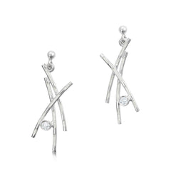 Morning Dew Enamel Drop Earrings with Cubic Zirconia by Sheila Fleet Jewellery