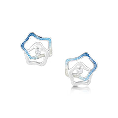 Tidal Islands Cubic Zirconia Stud Earrings in Slate Enamel by Sheila Fleet Jewellery
