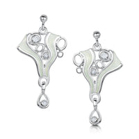 Arctic Stream Cubic Zirconia Drop Earrings in Opalescent Enamel by Sheila Fleet Jewellery