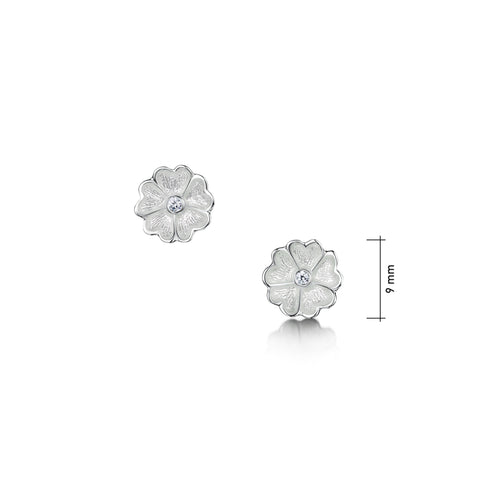 Primula Scotica Cubic Zirconia Stud Earrings in Crystal Enamel