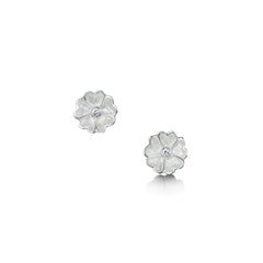Primula Scotica Cubic Zirconia Stud Earrings in Crystal Enamel by Sheila Fleet Jewellery