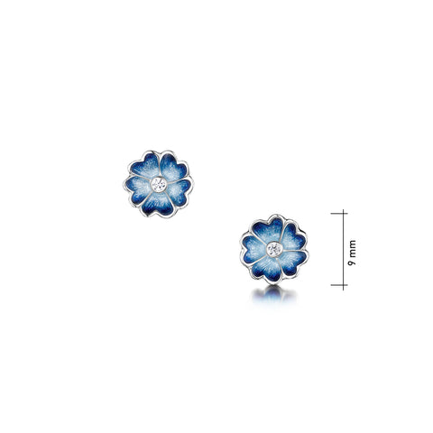 Primula Scotica Cubic Zirconia Stud Earrings in Skaill Enamel