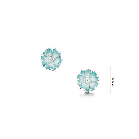 Primula Scotica Cubic Zirconia Stud Earrings in Surf Enamel