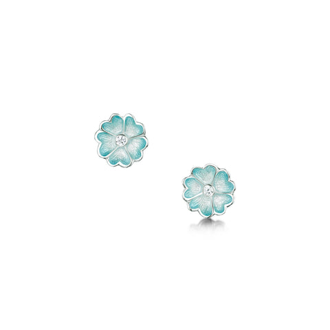 Primula Scotica Cubic Zirconia Stud Earrings in Surf Enamel by Sheila Fleet Jewellery