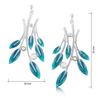 Rowan Six-Leaf Drop Earrings in Sage Enamel with Moonstone, Pearl & CZ
