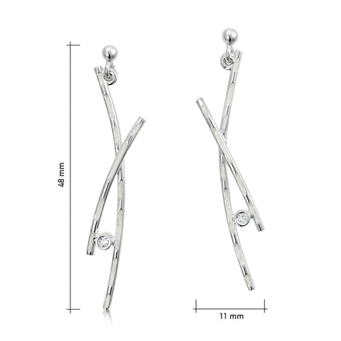 Morning Dew Enamel Dress Drop Earrings with Cubic Zirconia by Sheila Fleet Jewellery