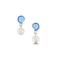 Skara Spiral Drop Earrings with Pearl by Sheila Fleet Jewellery