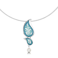 Paisley Leaf Pearl Necklace in Verdi Enamel by Sheila Fleet Jewellery