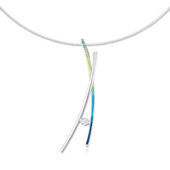 Wild Grasses Cubic Zirconia Necklace in Meadow Enamel by Sheila Fleet Jewellery