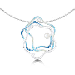 Tidal Islands Necklace with Moonstone, Pearl & CZ in Slate Enamel by Sheila Fleet Jewellery