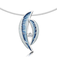 Skyran ‘Moon’ Enamel Necklace in Sterling Silver with CZ by Sheila Fleet Jewellery