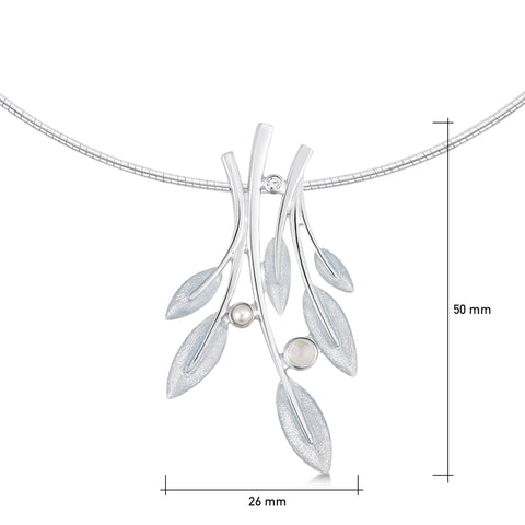 Rowan Dress Necklace in Frost Enamel with Moonstone, Pearl & CZ